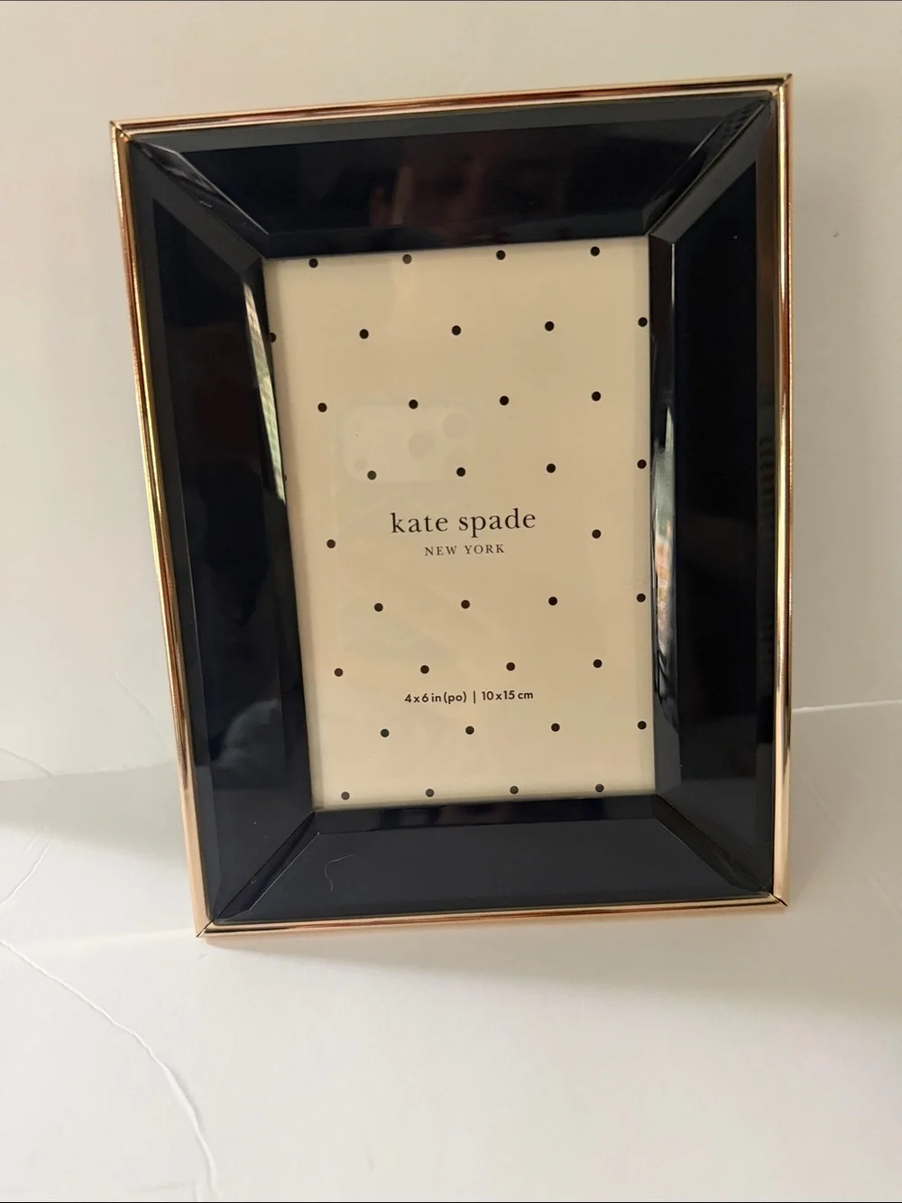 kate spade Navy and Gold Lexox Polished Photo Frame New